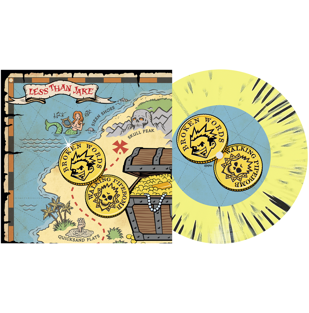 Broken Words/Walking Pipebomb - Easter Yellow w/ Heavy Black Splatter 7’’ - Vinyl