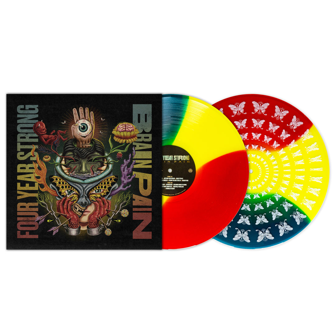 Brain Pain DLX - Deluxe Blood Red/Highlighter Yellow/Sea Blue Tri-Stripe 2LP - Vinyl