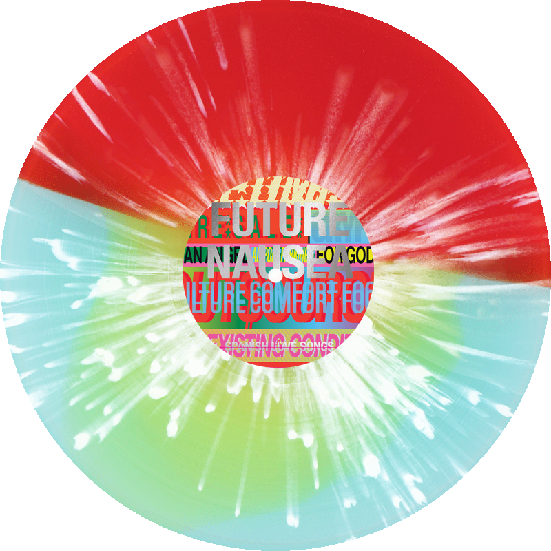 Future Nausea - Yellow in Half Red/Half Electric Blue w/ White Splatter LP