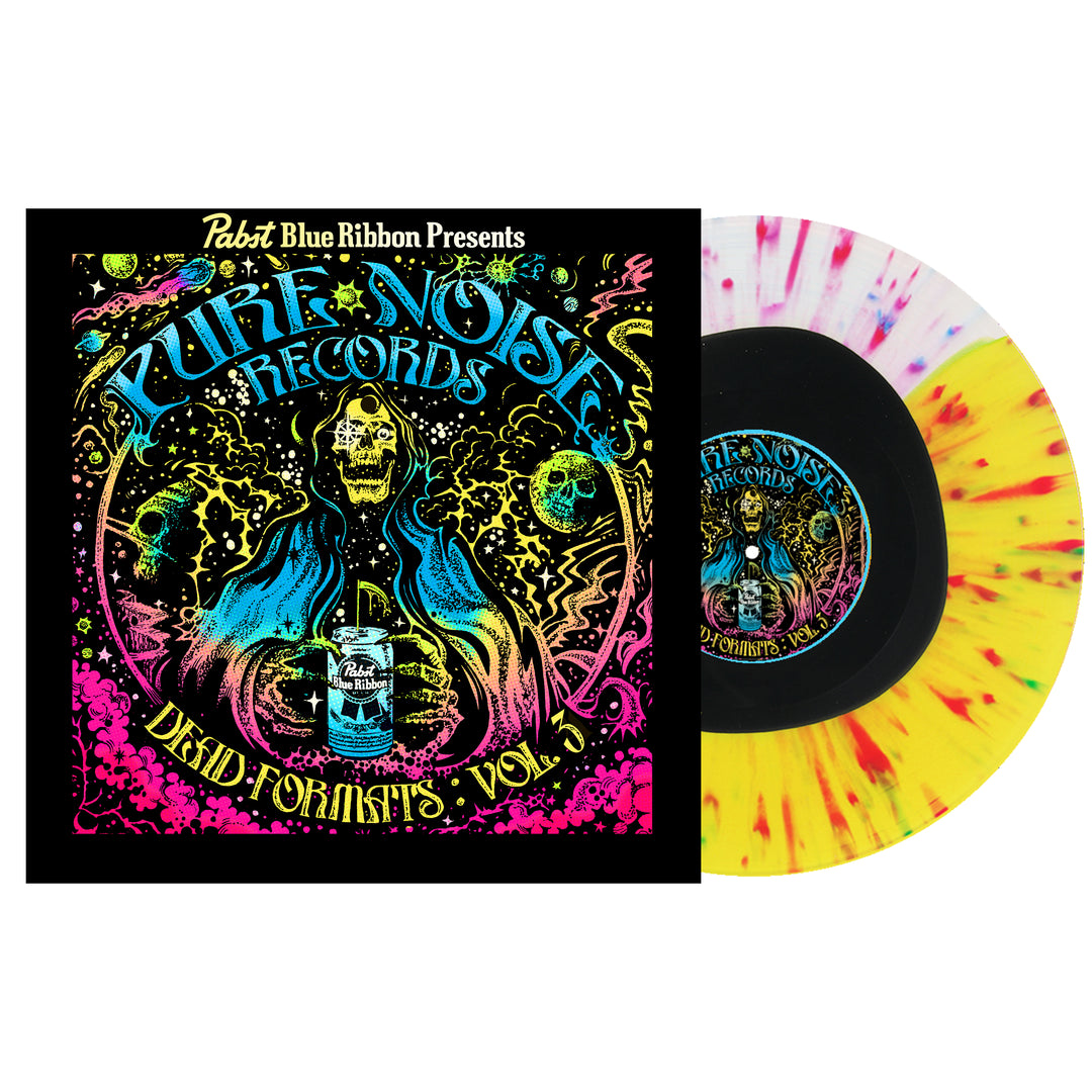 Dead Formats Vol. 3 - Black in Yellow with Heavy Blue Pink & Purple Splatter LP - Vinyl